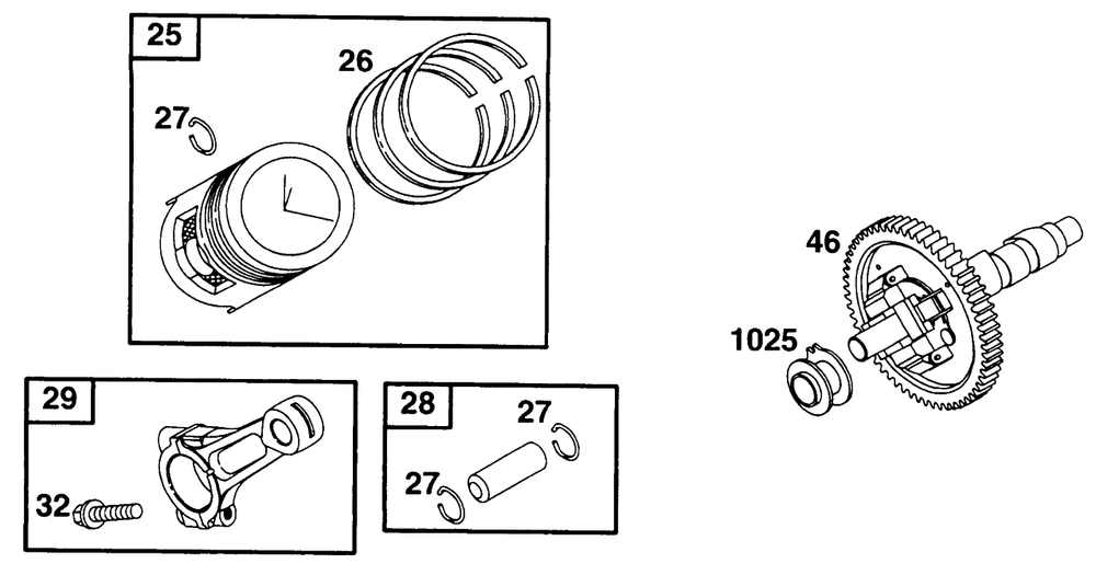 Piston Grp, Cam Diagram and Parts List for 290447-1147-XX  Briggs and Stratton Engine